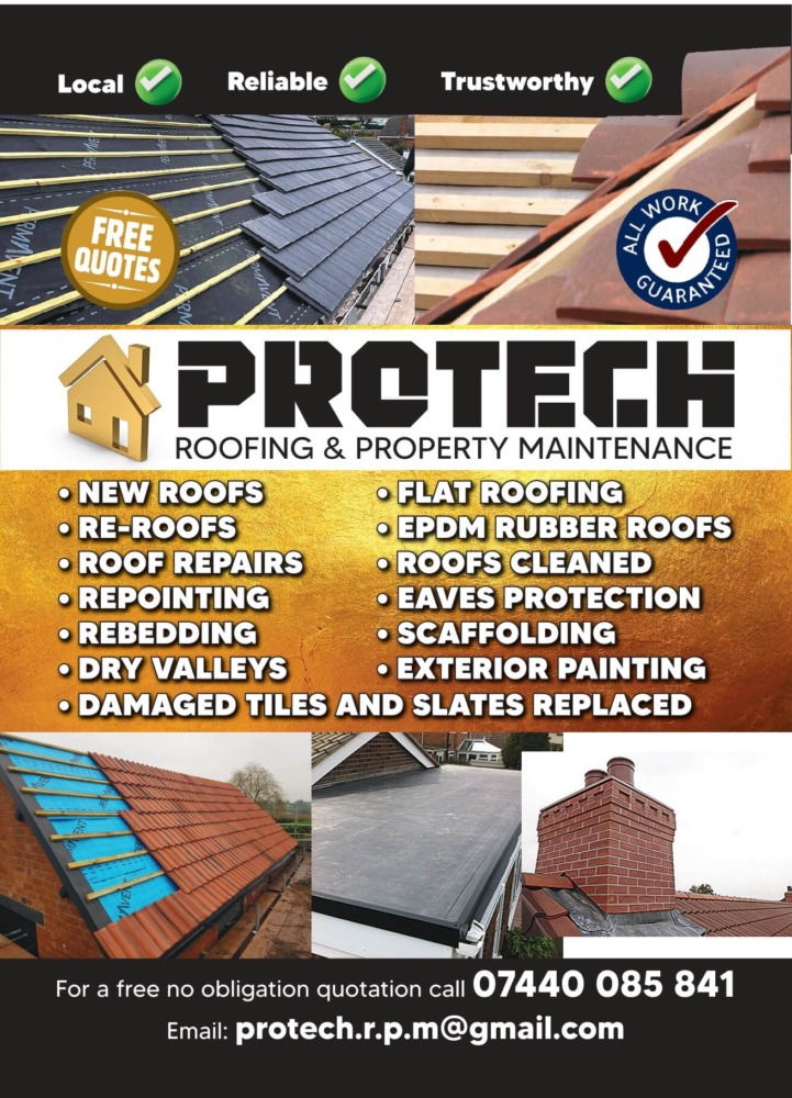 Pro Tech Roofing services and contact details brochure back page